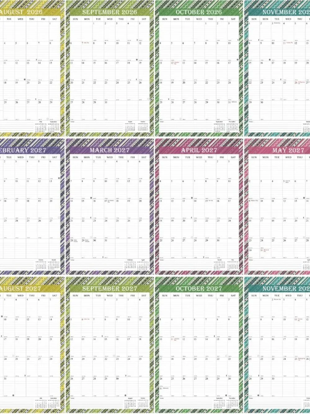 2026-2027 Wall Calendar Spiral-bound Twin-Wire Binding - 18 Months 8.5